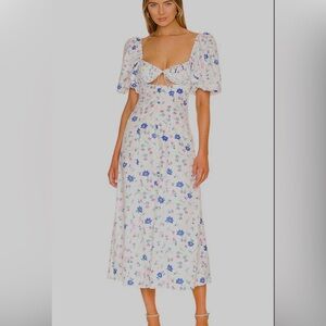 New! For Love & Lemons Lexy Maxi Dress White Floral!